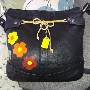 Crossbody Black Leather Coach Bag, Purse or shoulder Bag.